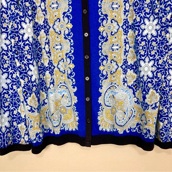 Talbots Breton Blue Charming Cardigan Women’s Size 2X Button Front Cotton Blend - Picture 4 of 8